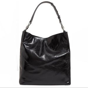 All Saints Captain Shiny Calfskin Leather Tote NWT